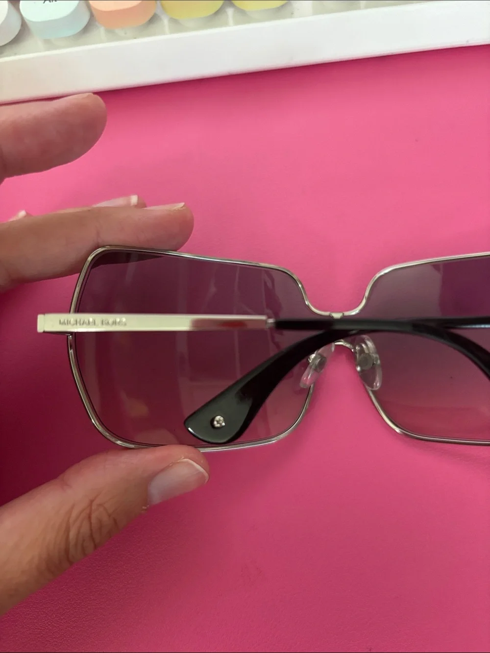 Michael Kors Shield Sunglasses in Silver with Gray Lenses